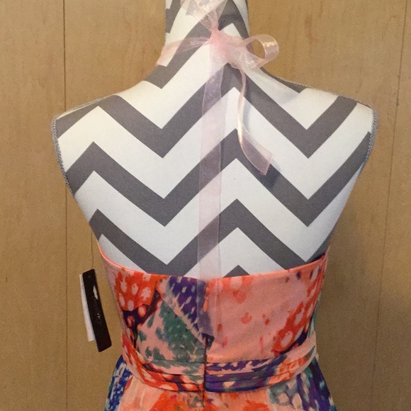 Pleat Gauze Halter Gown LAUNDRY BY SHELLI SEGAL - Picture 6 of 8